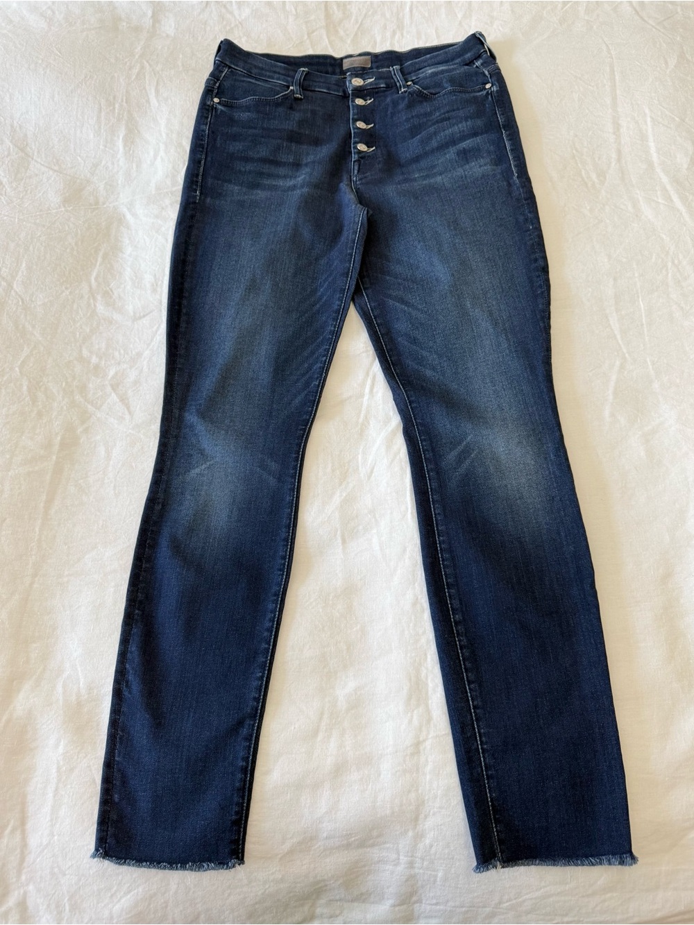 Mother | SZ 29 | The Pixie Ankle Fray City Sidewalks Button Fly Jeans | Med Wash